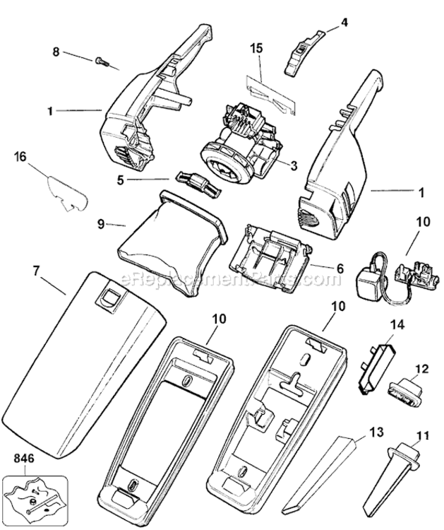 Page A Diagram and Parts List for HV2000 Type 1 Black and Decker Hand Vacuum
